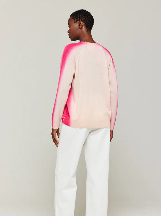 SPRAY STRIPE V NECK - CHERRY BLOSSOM