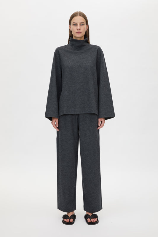 SABINA LOUNGE TOP - CHARCOAL MARLE