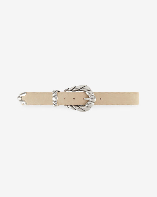 EMBELLA SUEDE LEATHER BELT - BEIGE