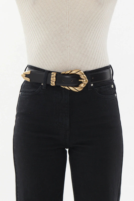 EMBELLA GOLD MEDIUM BELT - BLACK