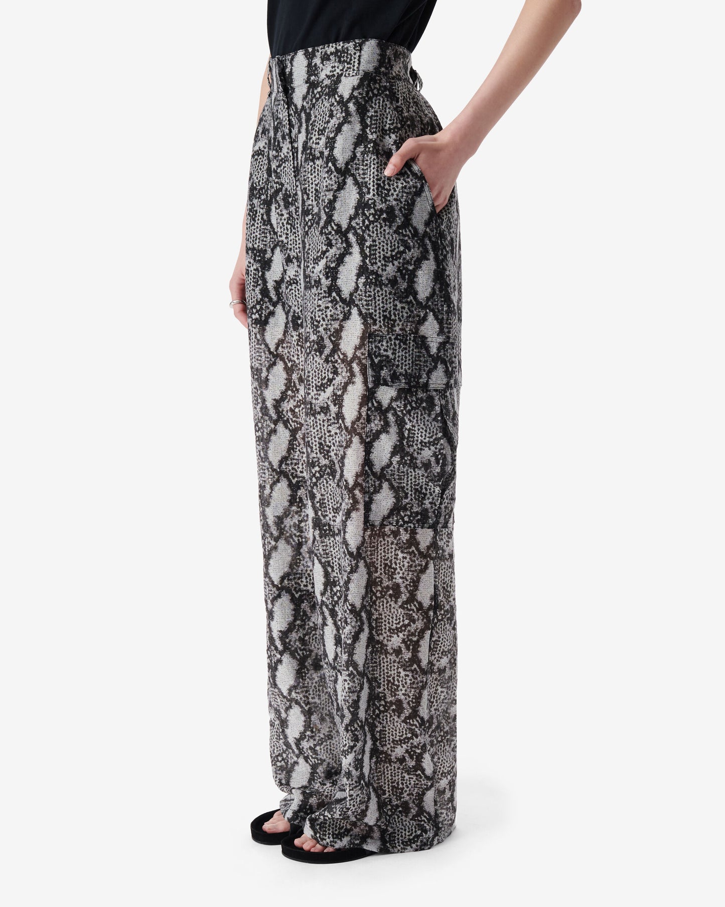 ASONA CARGO PANT - BLACK/WHITE/SILVER
