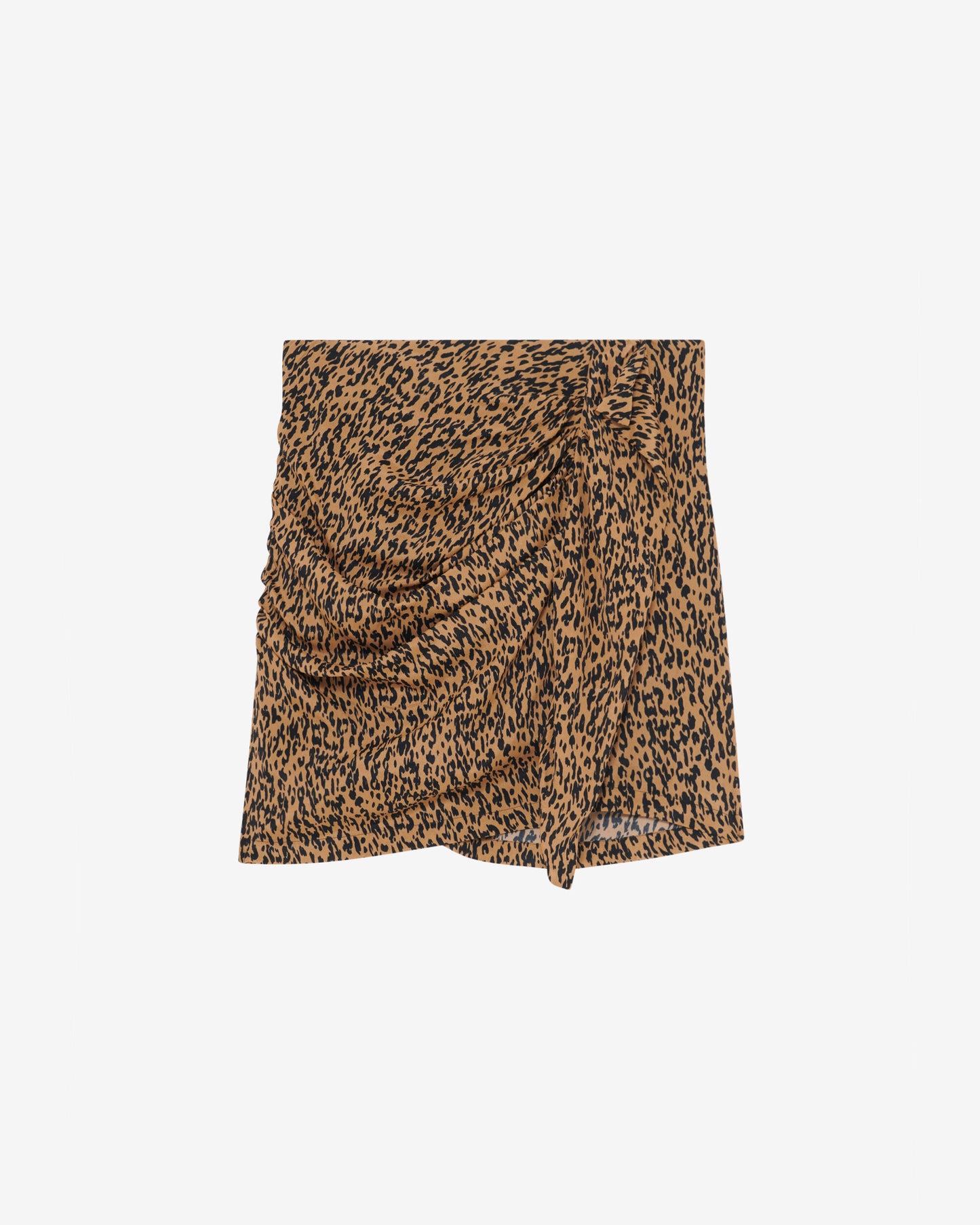 ETHELLE SHORT LEOPARD SKIRT - BLACK/CAMEL