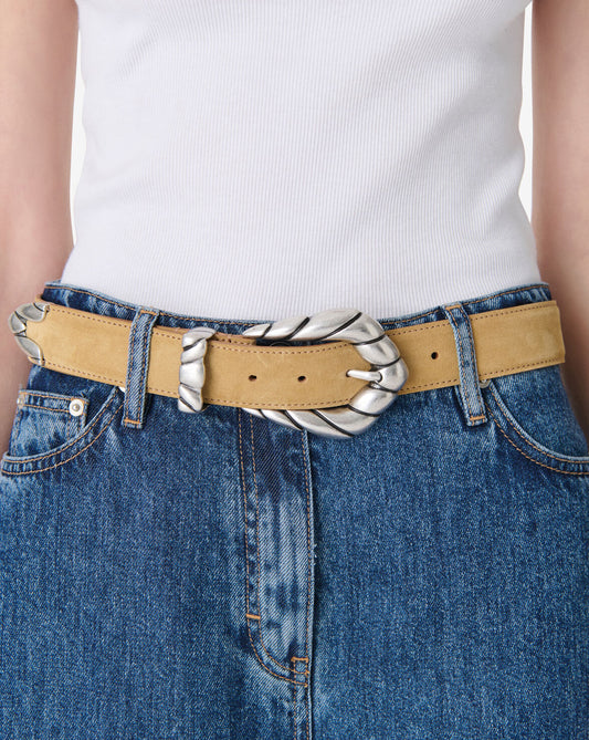 EMBELLA SUEDE LEATHER BELT - SAND