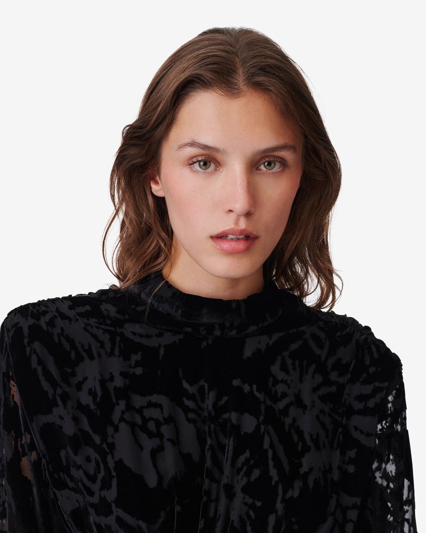 NARIVO PATTERNED VELOUR DRESS - BLACK