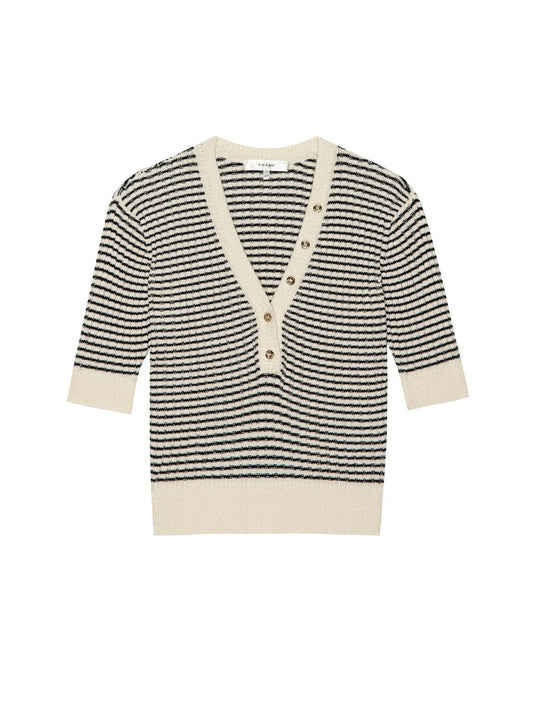 THE STRIPE V-NECK SWEATER - CREAM MULTI