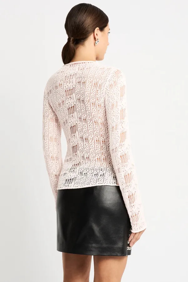 LADDERED LADY KNIT TOP - PINK