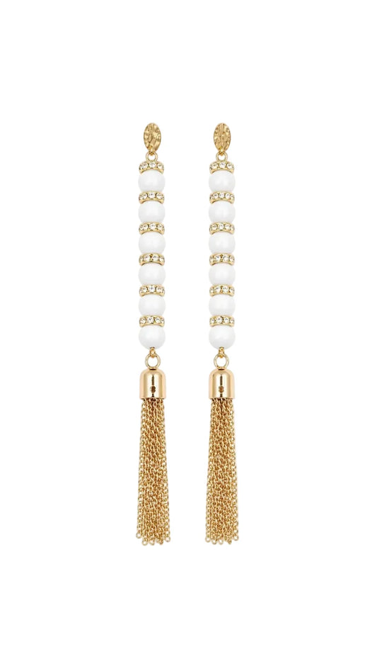 *PREORDER* MONACO WHITE FRINGE EARRINGS