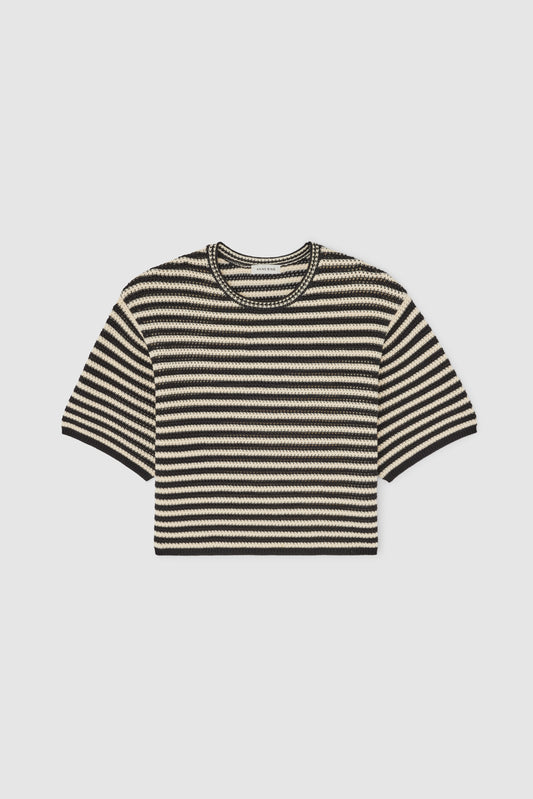 THEO SWEATER - BLACK/IVORY STRIPE