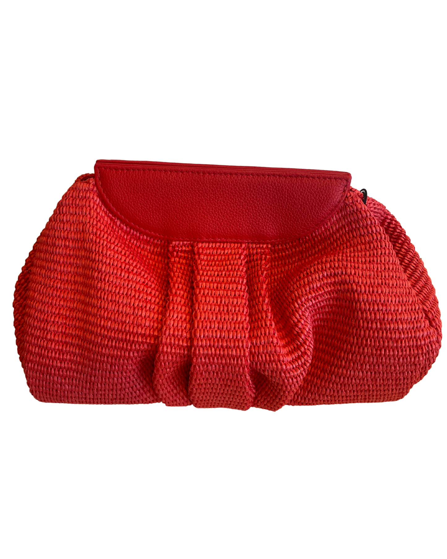 RAFFIA CLOUD CLUTCH BAG - CORAL