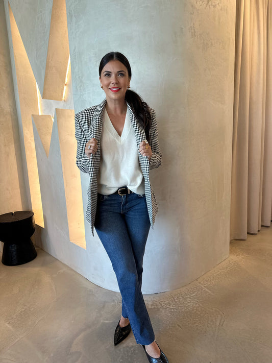 HOUNDSTOOTH BLAZER - BLACK/WHITE