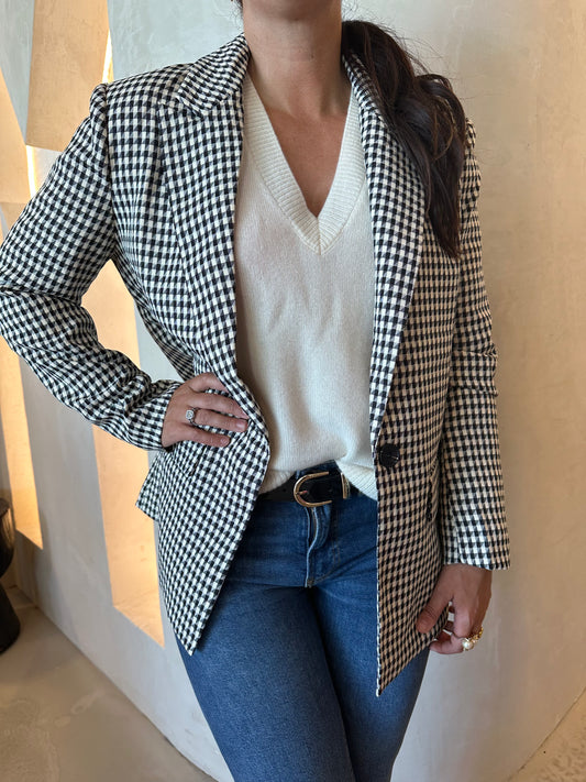 HOUNDSTOOTH BLAZER - BLACK/WHITE