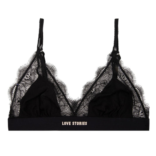 LOVE LACE BRALETTE BLACK PRINTED