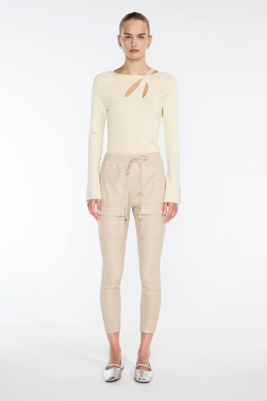 OPEN SEASON STRETCH LEATHER PANT - ALMOND