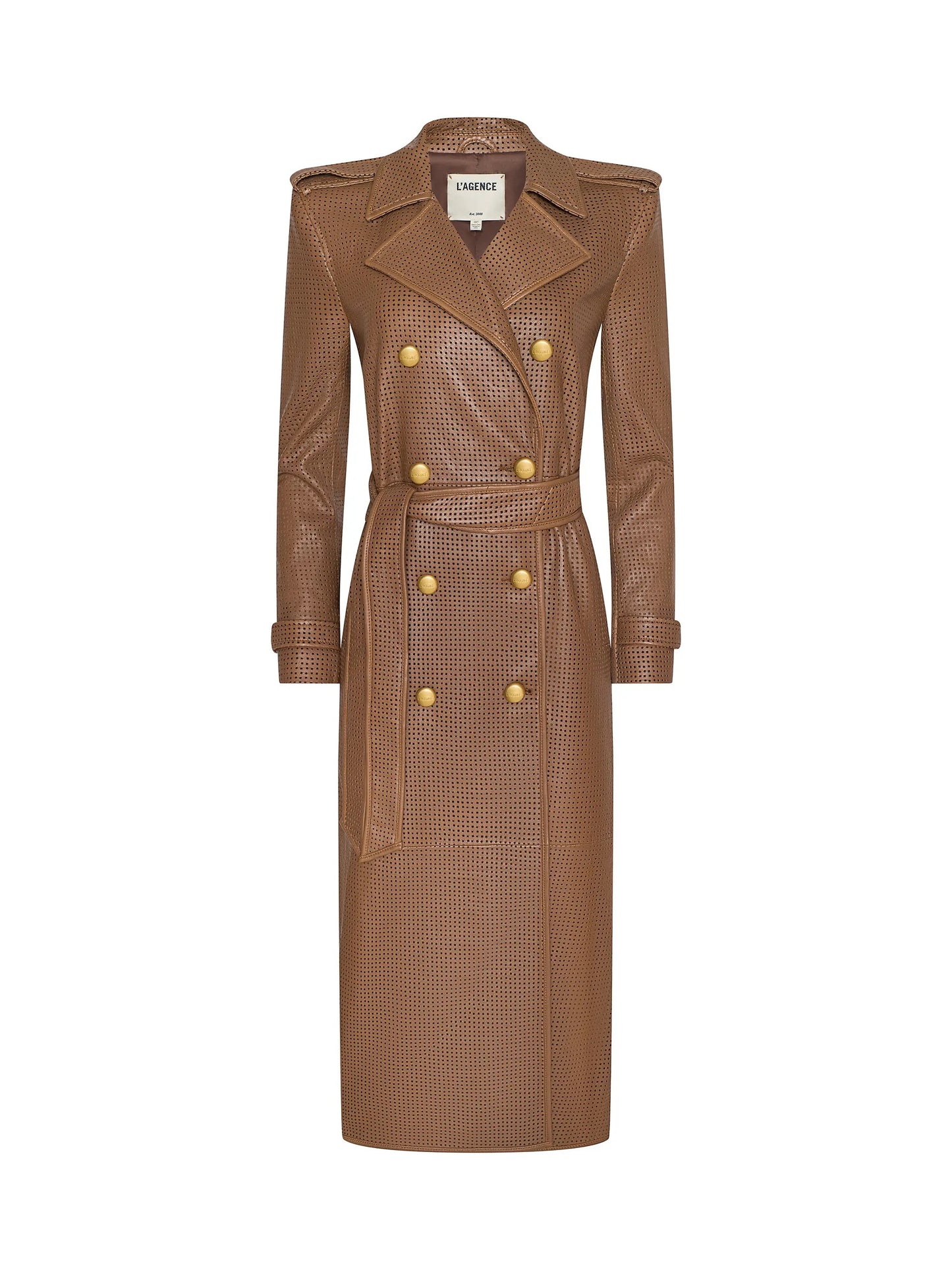 BAYLEE LEATHER TRENCH COAT - COGNAC