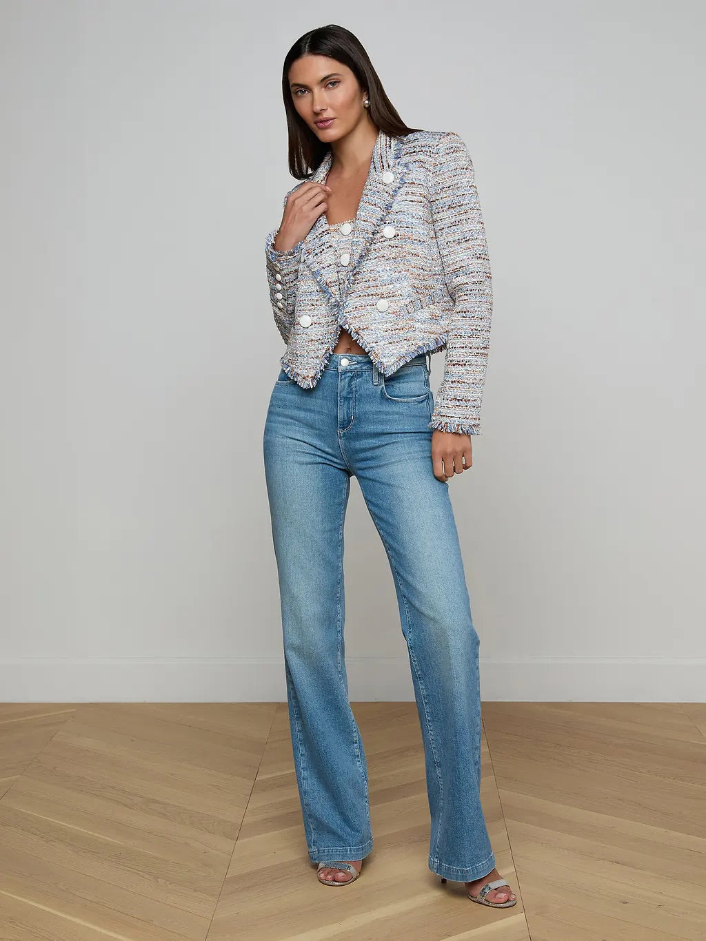 MARV TWEED BLAZER - BLUE/BEIGE