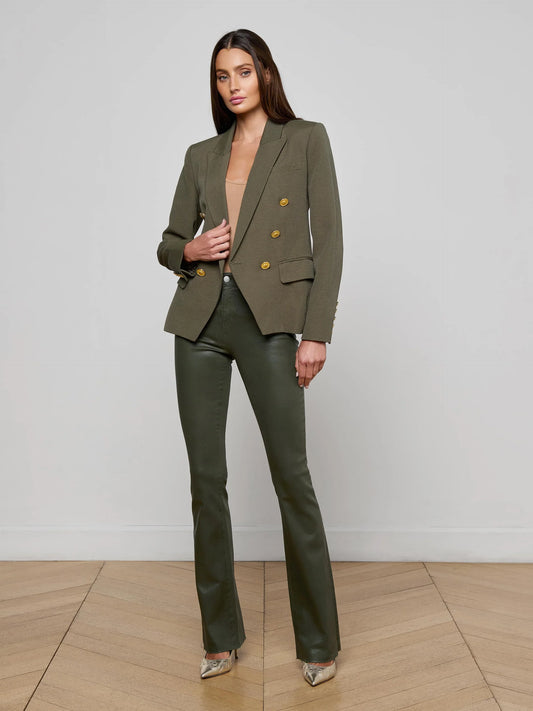 KENZIE BLAZER - DEEP OLIVER/HOUNDSTOOTH