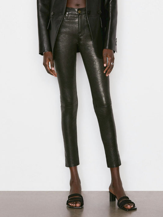 LEATHER LE HIGH SKINNY - WASHED BLACK