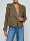 XOEY CROPPED TRENCH -  BROWN/BLACK GLEN PLAID