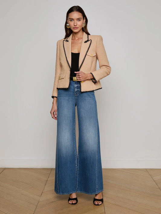 WYLLA TWEED BLAZER - CAPPUCCINO/BLACK
