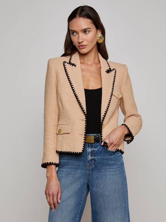 WYLLA TWEED BLAZER - CAPPUCCINO/BLACK