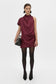 AERIS DRAPED SATIN MINI DRESS - BURGUNDY
