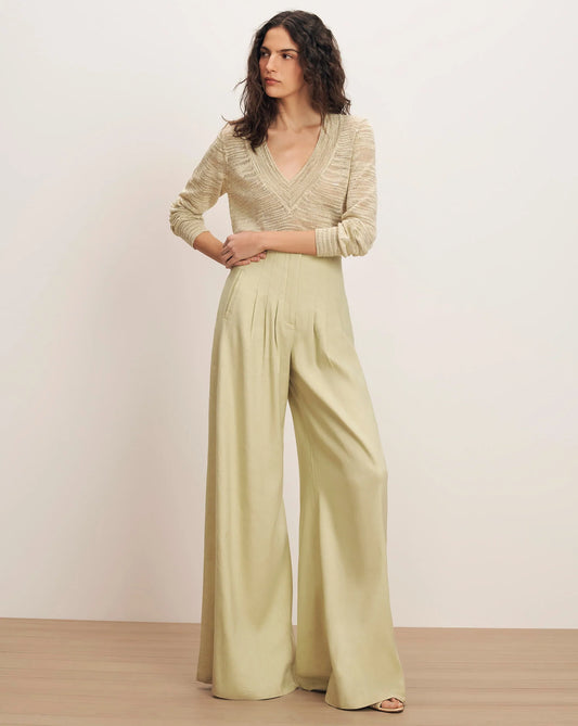 COLETA V-NECK SWEATER - LIGHT PISTACHIO