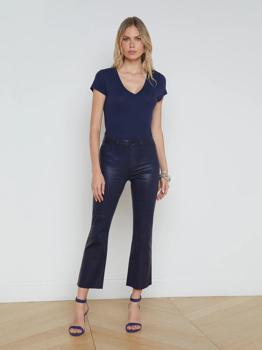 KENDRA CROP FLARE JEAN - MIDNIGHT COATED