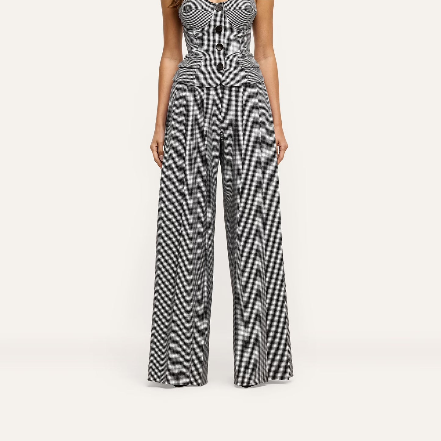 NOVA PLEATED PANT - HOUNDSTOOTH