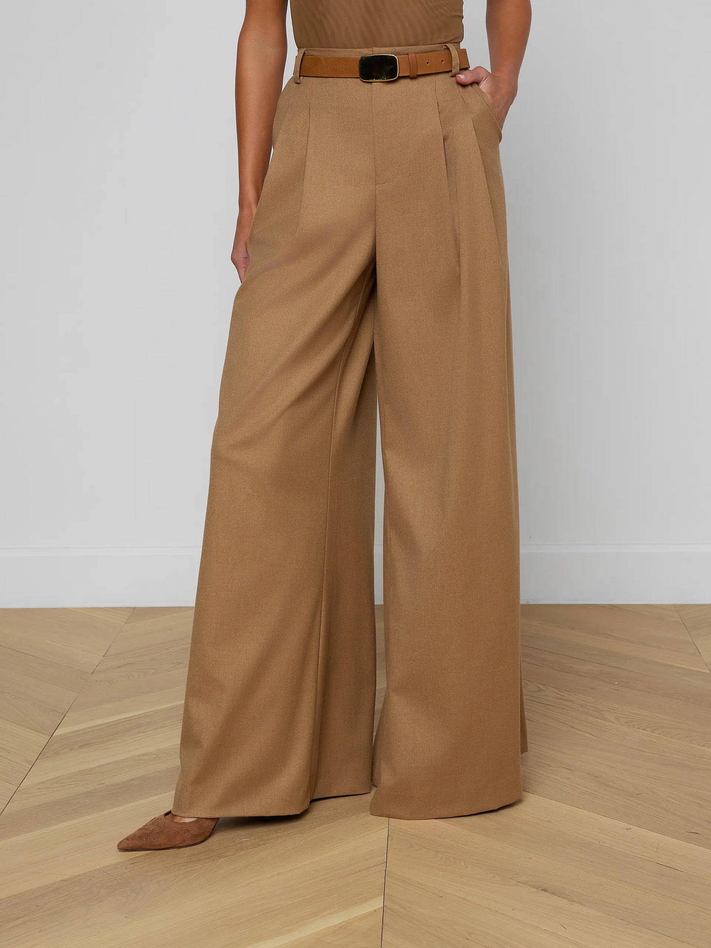 CHELSY WIDE LEG PANT - DARK MACCHIATO