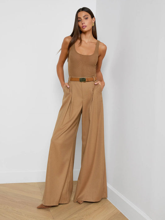 CHELSY WIDE LEG PANT - DARK MACCHIATO