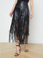 KAROLINA FRINGE SKIRT - BLACK