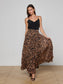 TORIN PLEATED MAXI SKIRT - BROWN LEOPARD