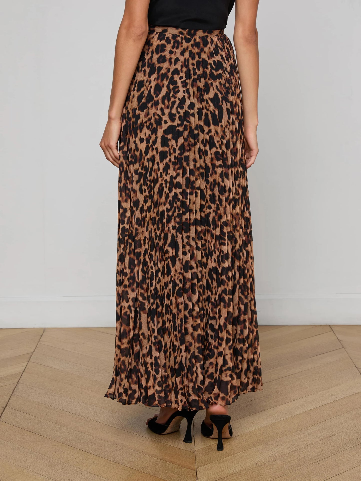 TORIN PLEATED MAXI SKIRT - BROWN LEOPARD
