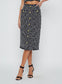 TAI SNAP FRONT MIDI SKIRT - BLACK/ECRU