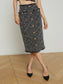TAI SNAP FRONT MIDI SKIRT - BLACK/ECRU