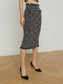 TAI SNAP FRONT MIDI SKIRT - BLACK/ECRU
