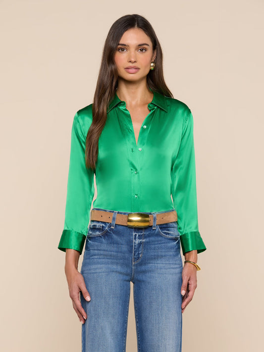 DANI SILK BLOUSE - ISLAND GREEN