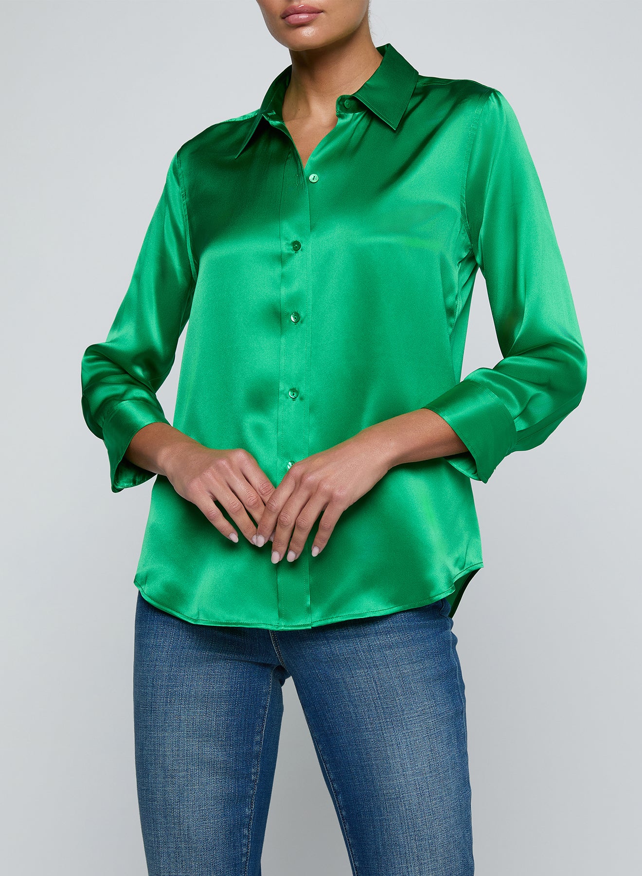 DANI SILK BLOUSE - ISLAND GREEN