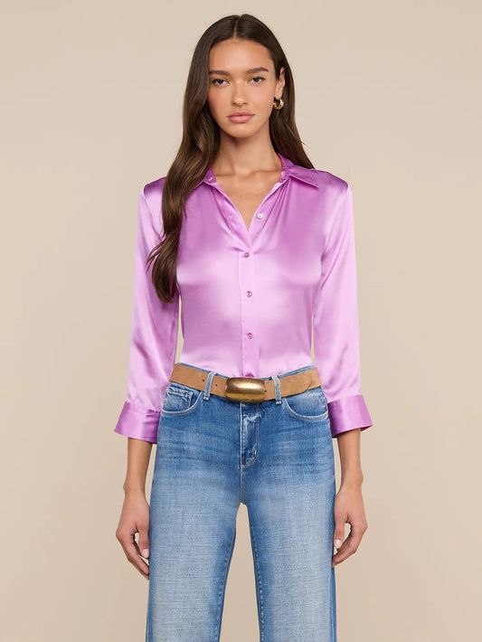 *PREORDER* DANI SILK BLOUSE - VIVID VIOLET