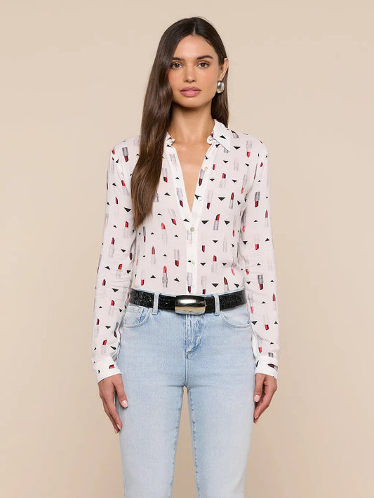 HOLLY BLOUSE - IVORY/LIPSTICK