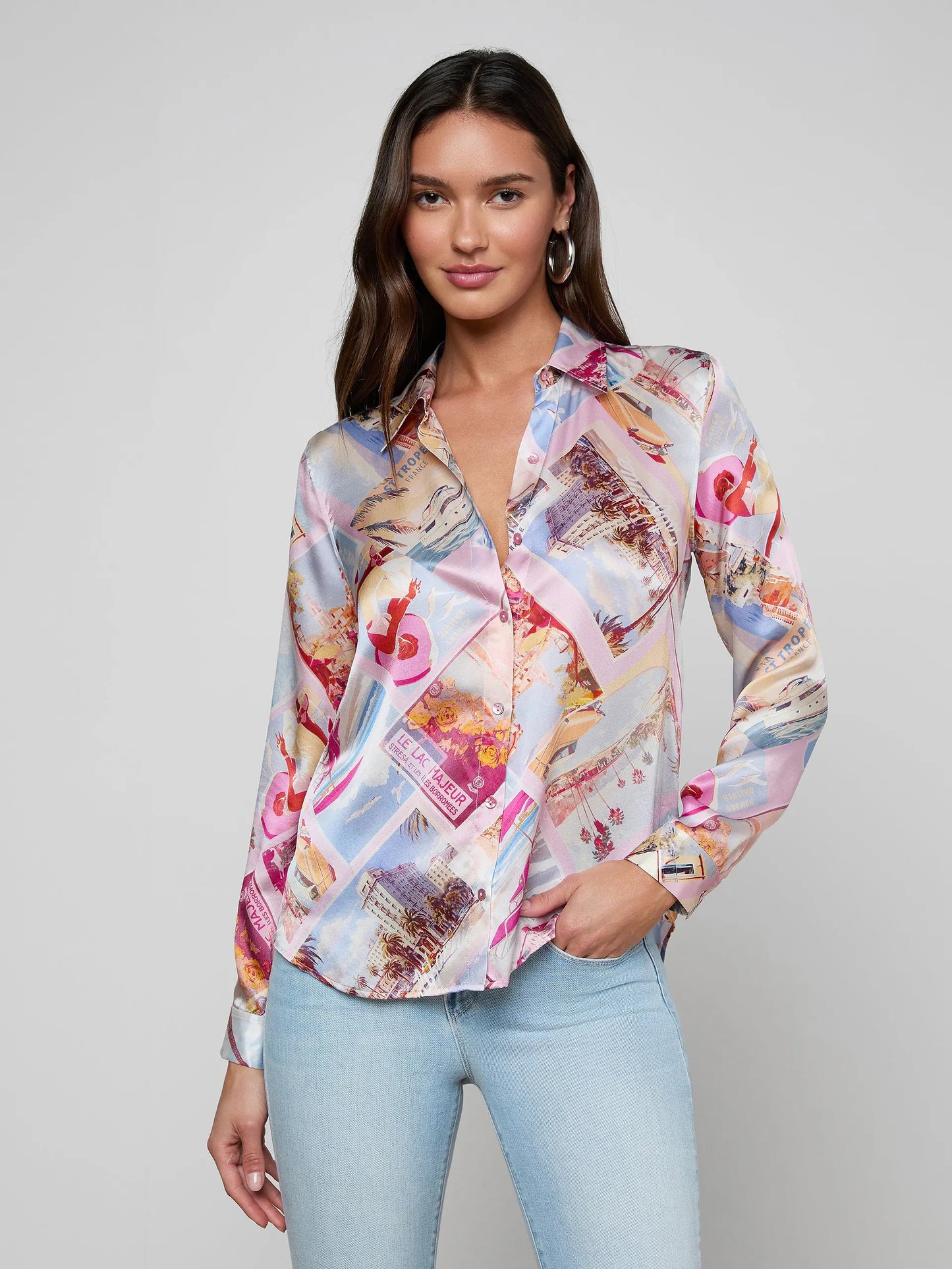 TYLER SILK BLOUSE - POSTCARD PRINT