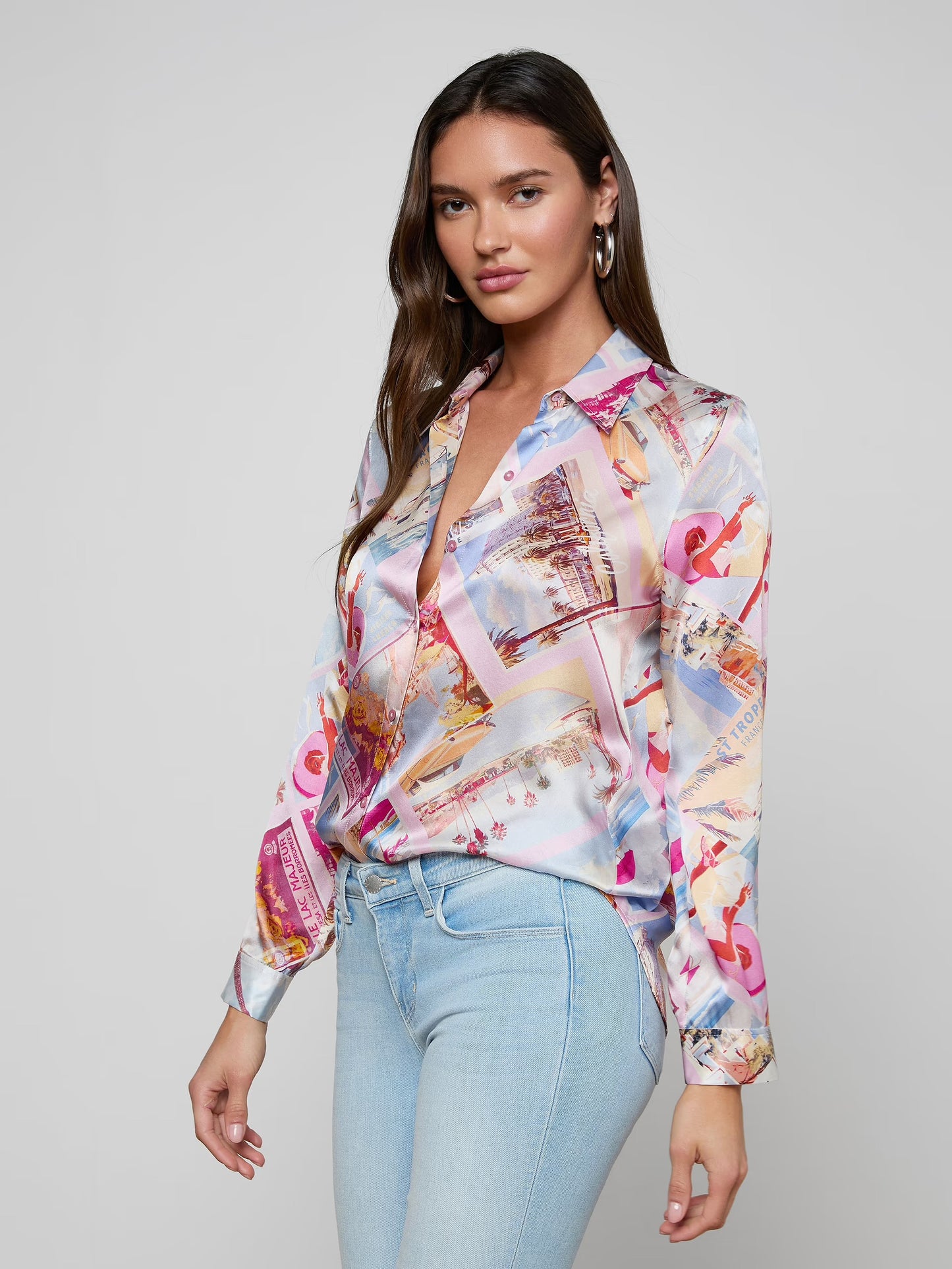 TYLER SILK BLOUSE - POSTCARD PRINT