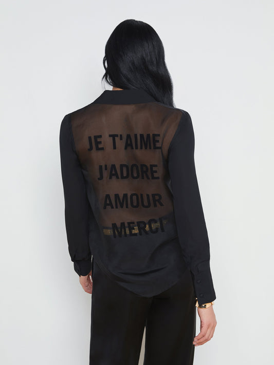 HAILIE BLOUSE - BLACK FRENCH WORDS