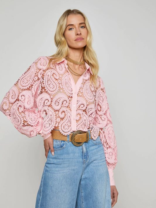 *PREORDER* ODELIA CROPPED LACE BLOUSE - BLUSH