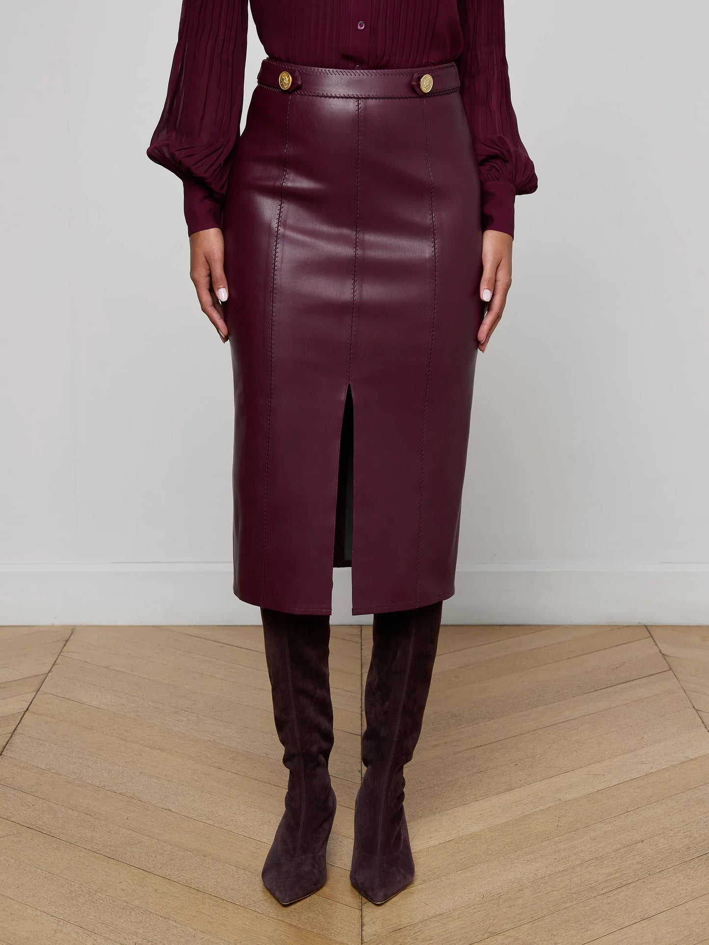 ARLETTE MIDI SKIRT - DARK PORT