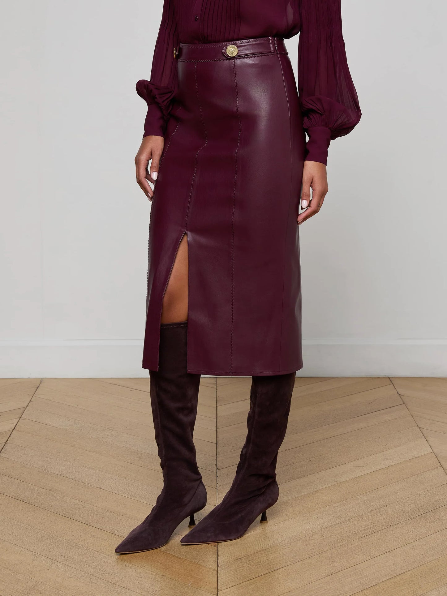 ARLETTE MIDI SKIRT - DARK PORT