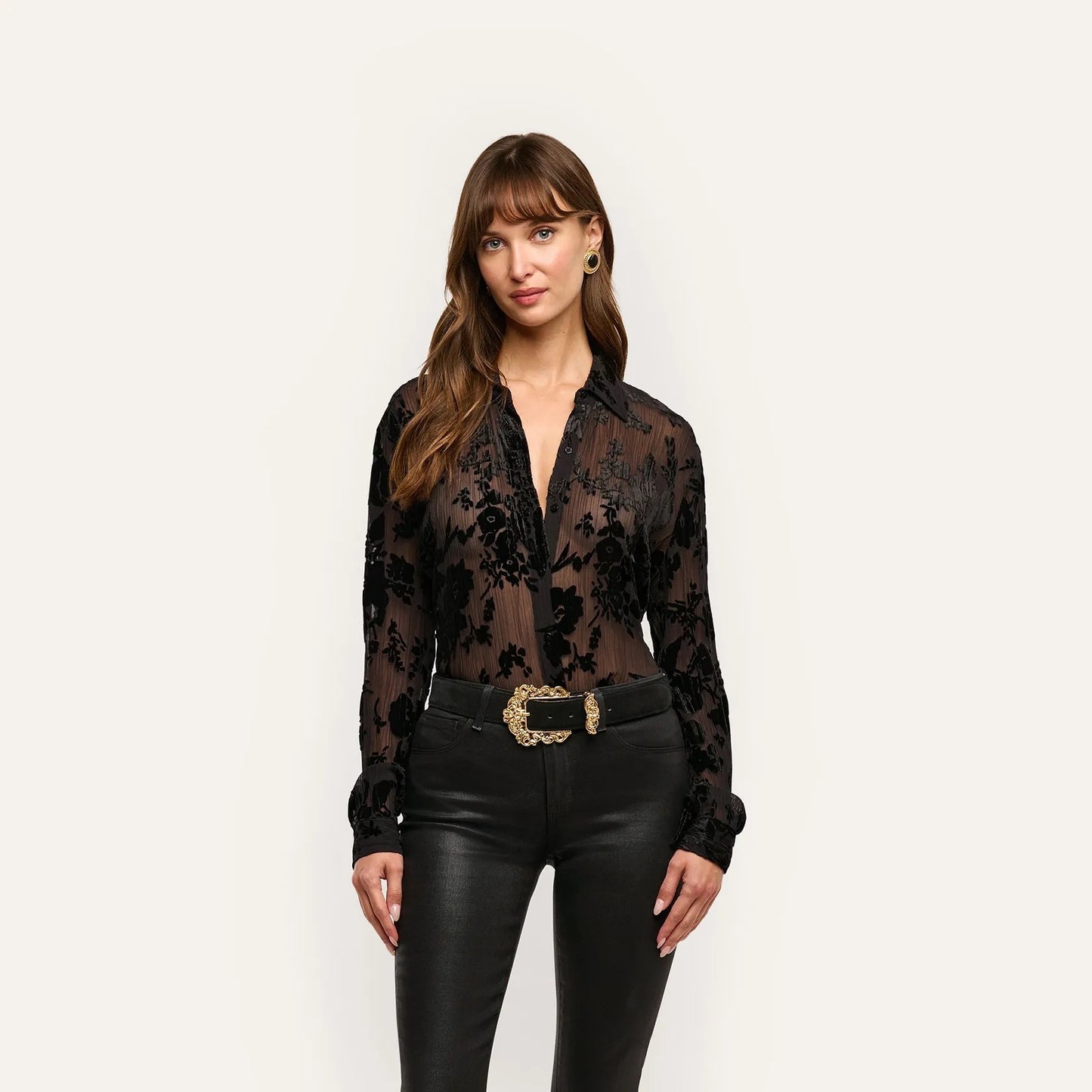 *PREORDER* LAURENT VELVET BLOUSE - BLACK