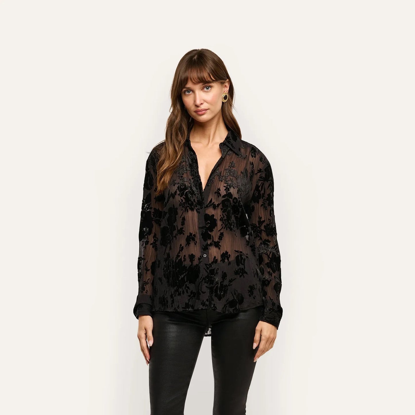 *PREORDER* LAURENT VELVET BLOUSE - BLACK