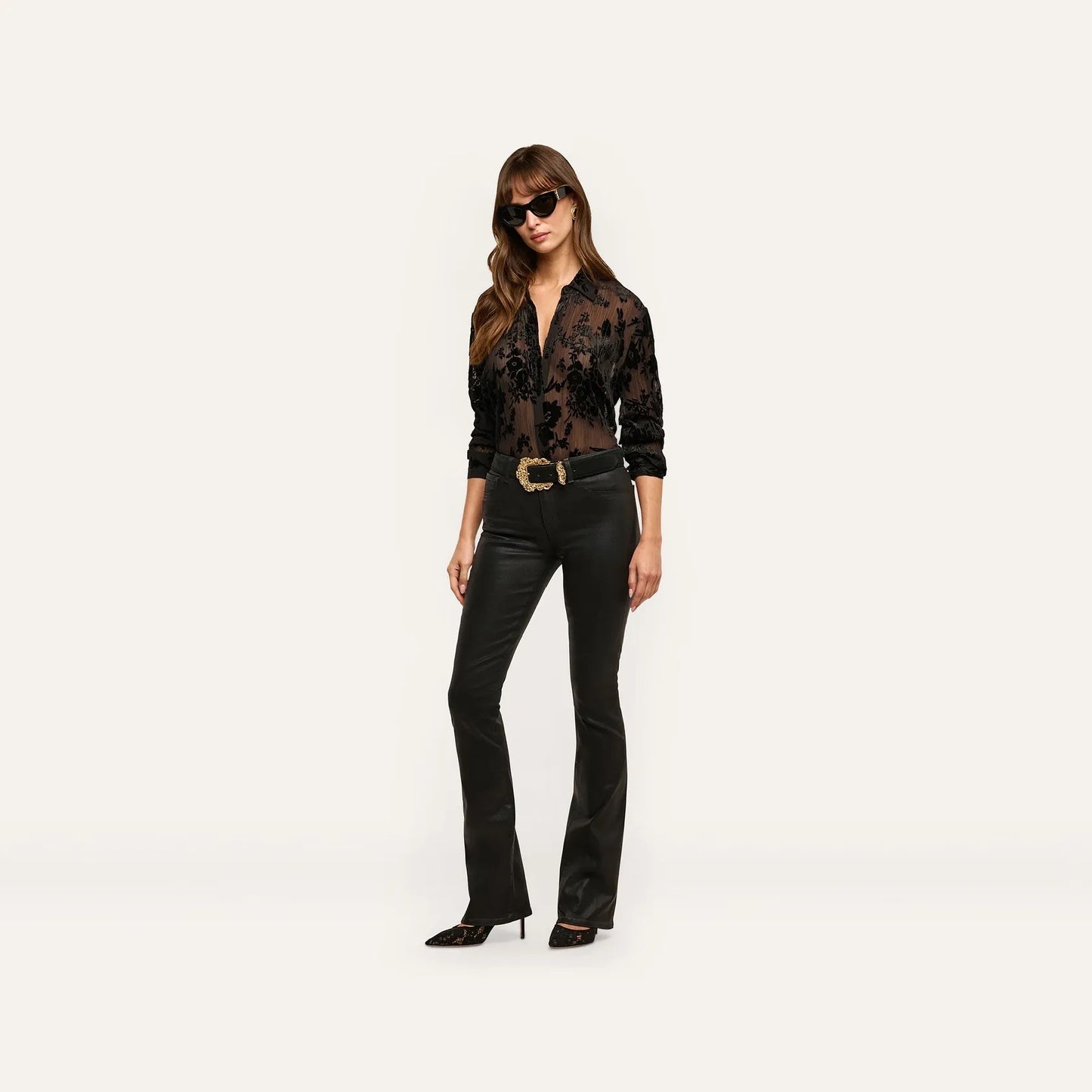 *PREORDER* LAURENT VELVET BLOUSE - BLACK