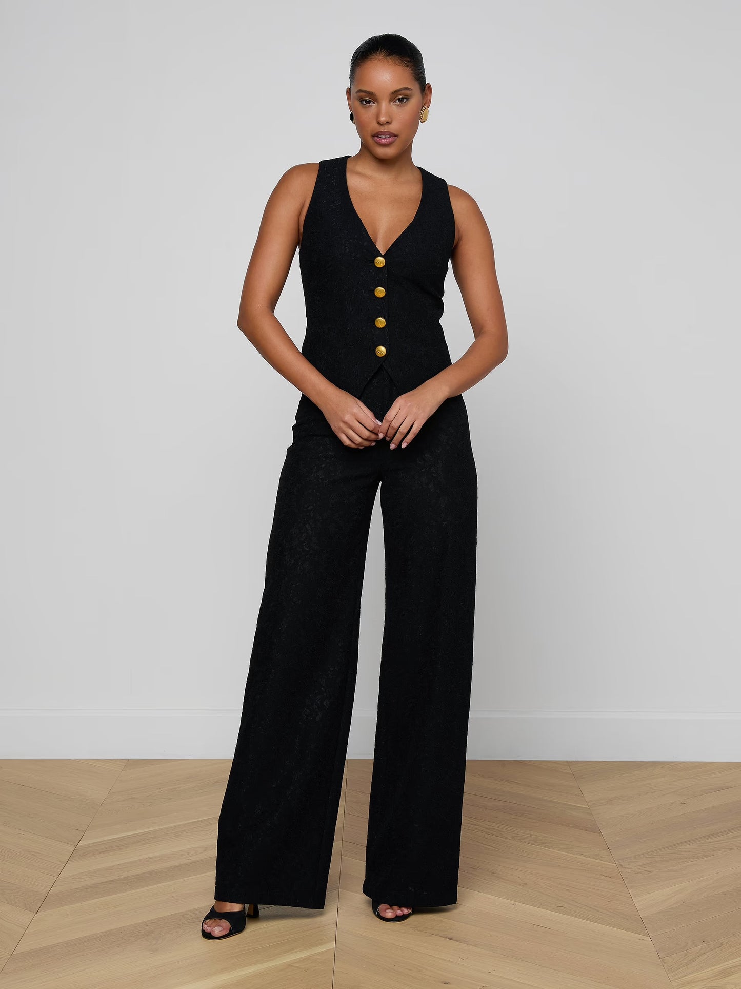 KINO LACE VEST - BLACK